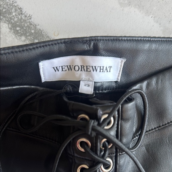 WeWoreWhat lace up Black Straight faux leather pants - Picture 5 of 6